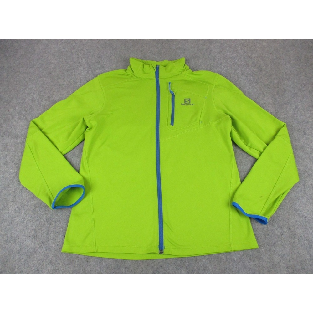 Salomon Jacket Womens Medium Green Blue ACTI THERM Full Zip Softshell Hiking